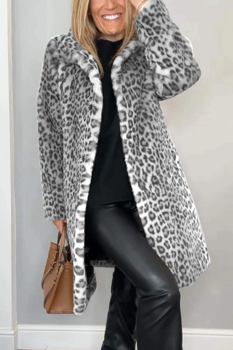 ADÈLE | Veste mi-longue à imprimé léopard