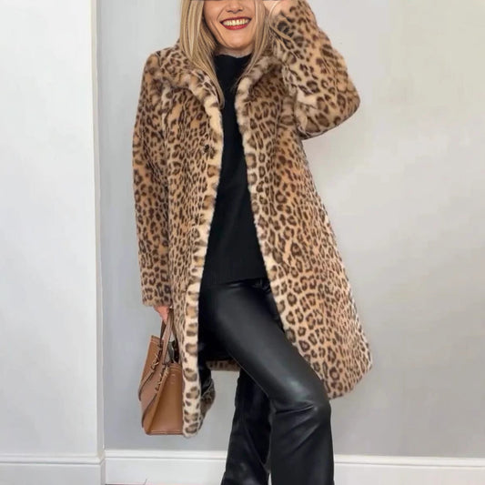 ADÈLE | Veste mi-longue à imprimé léopard