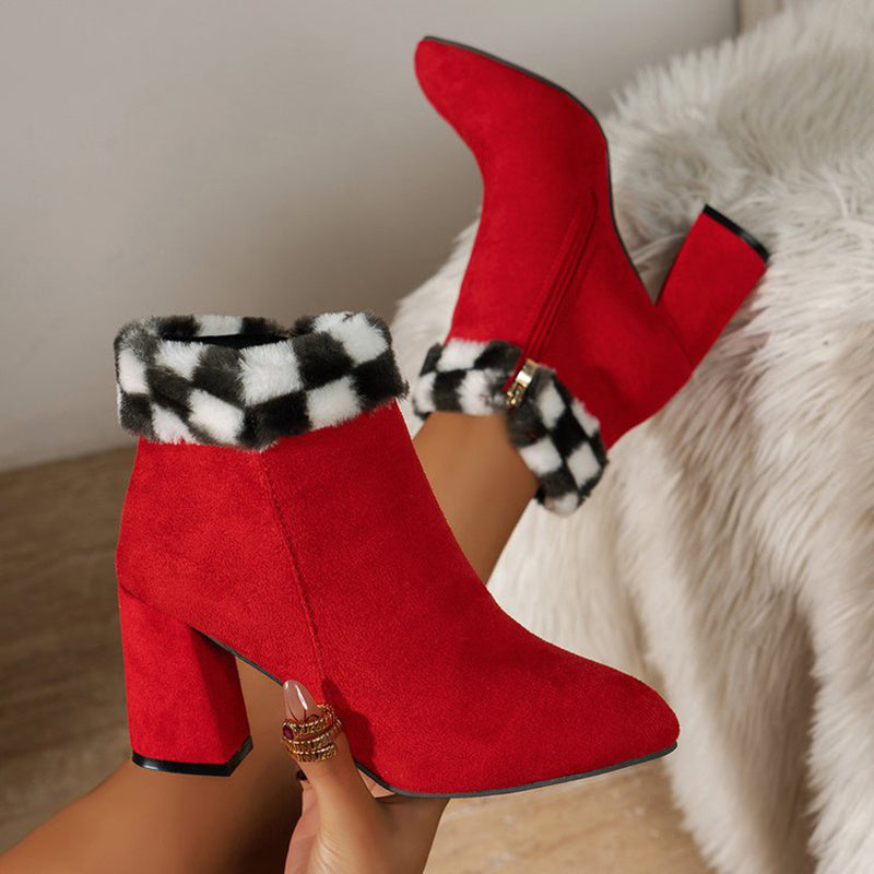CHICA | Bottines En Peluche A Carreaux