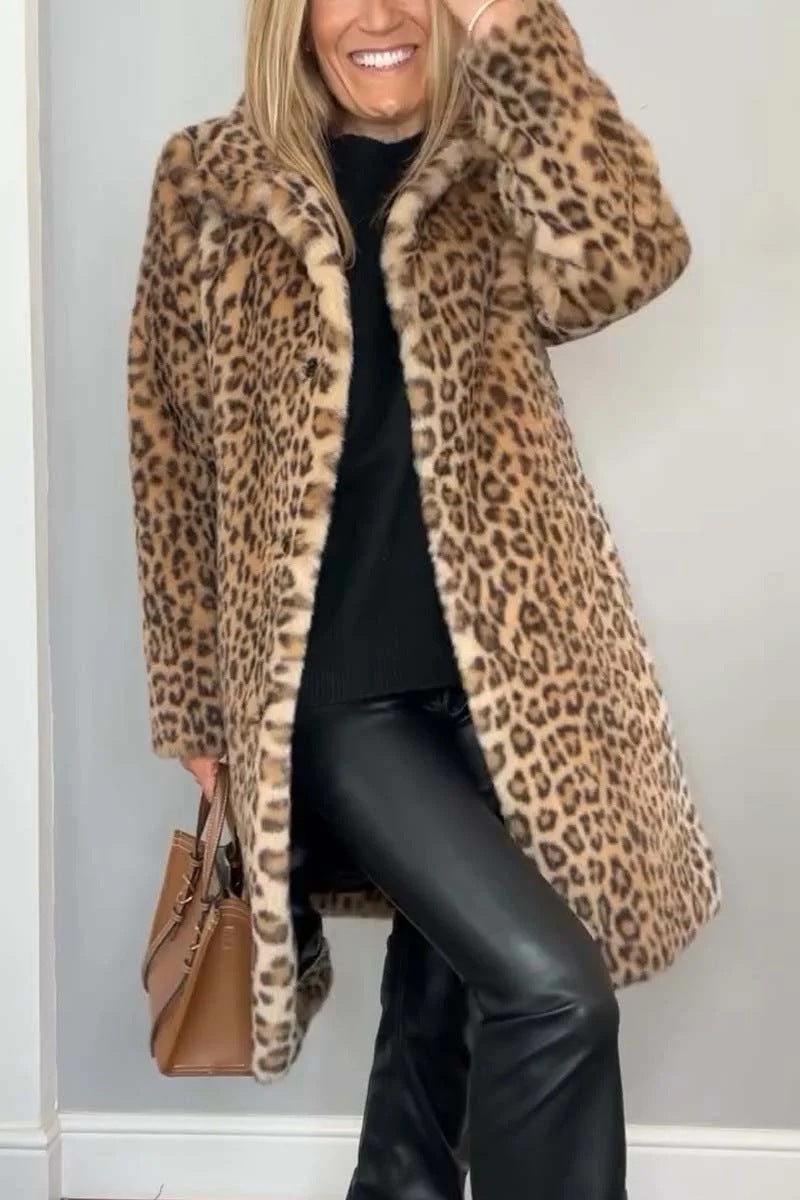 ADÈLE | Veste mi-longue à imprimé léopard