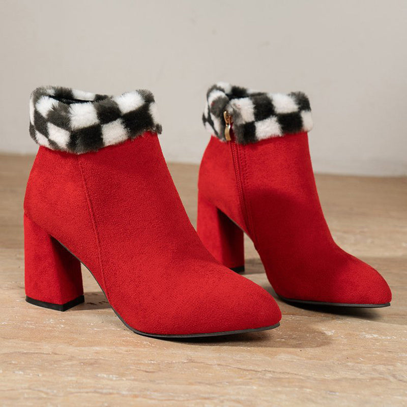 CHICA | Bottines En Peluche A Carreaux